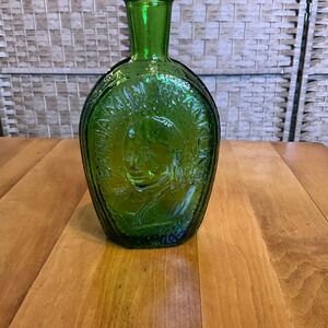 Vintage Wheaton Glass Green Ben Franklin Commemorative‎ Bottle 1888